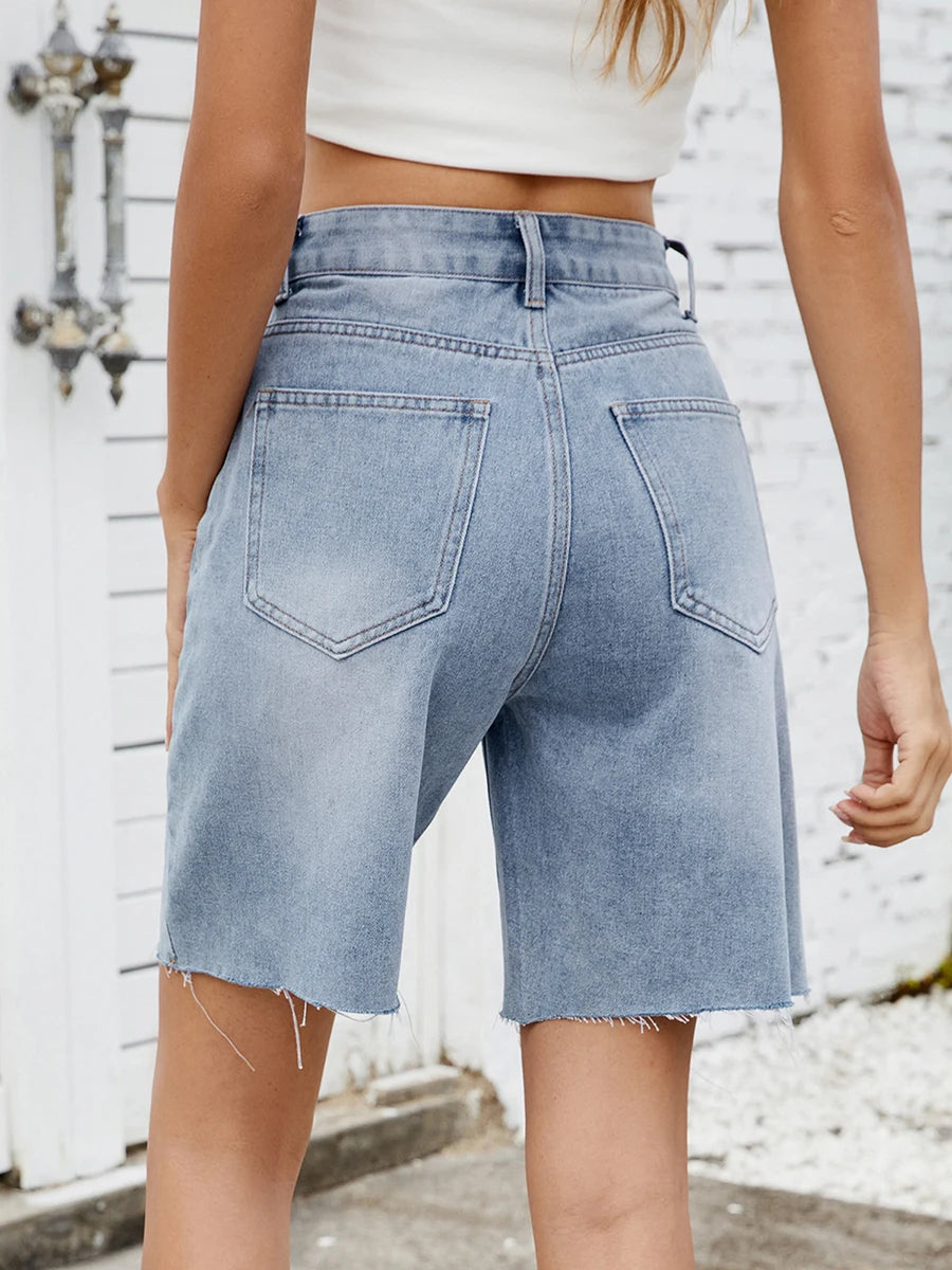 Distressed Frayed Hem Shorts
